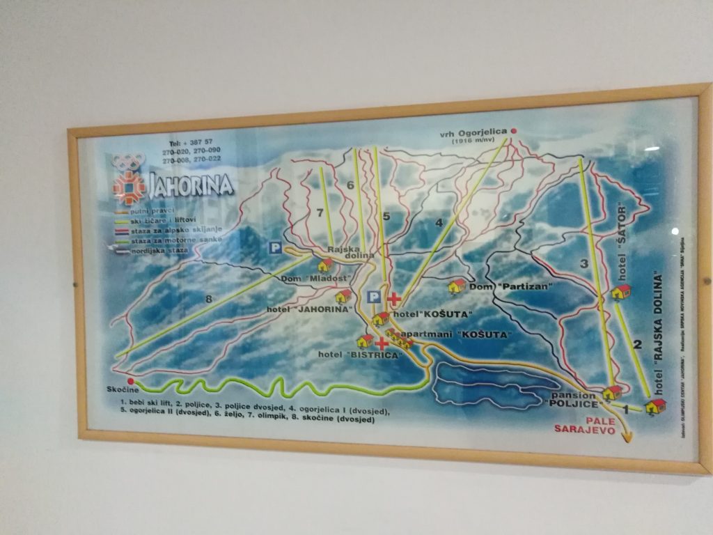 Stara karta Jahorine u hotelu Bistrica